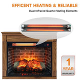 Innoflame 28" Electric Fireplace with Mantel, Freestanding Fireplaces with Realistic Flame & Logs, Remote Control, Timer, Adjustable 4 Flame Brightness, Indoor Fireplace for Living Room & Bedroom Innoflame