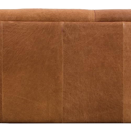 Poly & Bark Essex Leather Couch – 89-Inch Sofa with Tufted Back - Full Grain Leather Couch with Feather-Down Topper On Seating Surfaces – Vintage Pure-Aniline Italian Leather – Cognac Tan POLY & BARK