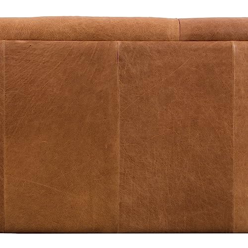 Poly & Bark Essex Leather Couch – 89-Inch Sofa with Tufted Back - Full Grain Leather Couch with Feather-Down Topper On Seating Surfaces – Vintage Pure-Aniline Italian Leather – Cognac Tan