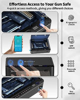 BILLCONCH Smart Gun Safe with Security Cable - Biometric Gun Safe for Handgun 4 Ways Quick Access with Fingerprint/Keypad/Key/APP Lock Pistol Safe for Nightstand Bedside Home Car with LCD/Voice Guide BILLCONCH