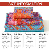 Boho Sheet Set California King Size, 4PCS Bohemian Colorful Tribal 16 Inch Deep Pocket Boho Indian Bedding Sheets, Soft Microfiber Bed Sheet Set Cal king(1 Fitted Sheet, 1 Flat Sheet, 2 Pillowcases) DJY
