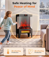 Oylus Electric Fireplace Stove Heater - Freestanding Fireplace Heater for Indoor Use with Realistic 3D Flame, Adjustable Thermostat & Remote, Quiet, Timer for Living Room and Bedroom OYLUS