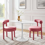 Modway Lippa 48" Mid-Century Modern Dining Table with Oval Top and Pedestal Base in White Modway