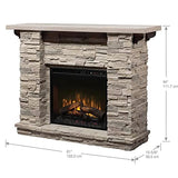 Dimplex Featherston Electric Fireplace with Mantel Surround Package | Pine with Gray Stone-Look, Includes 28" Electric Firebox Heater | 1500W | LED Flames | Remote Control | #GDS28L8-1152LR DIMPLEX