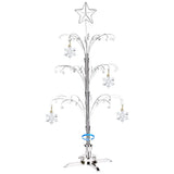 HOHIYA 47 Inch Ornament Display Tree Metal Christmas Stand Rotating Chrome Silver 60 Hooks Hanger Wire Hanging for Swarovski 2024 Crystal Glass Decorations Gift Taiwan Made HOHIYA