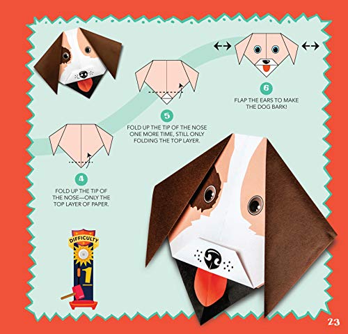 Origami for Kids: 20 Projects to Make Plus 100 Papers to Fold (Happy Fox Books) Fun and Creative Paperfolding Kit with Easy Fold Lines and Instructions for Bunnies, Crabs, Bugs, Dogs and More Happy Fox Books