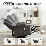 4-Points Kneading Massage Rocker Recliner Chair with Seat Heat for Adults,Oversized Swivel Recliner with 2 Cup Holders,4 Pockets,Remote Control for Living Room MAHOMICO