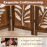 Giantex Boho Rustic Room Divider, 6 Panel Carved Leaf Folding Wood Screen, Fully Assembled, 67'' Freestanding Privacy Partition Decorative Wall, Foldable Room Separator for Bedroom, Brown Giantex