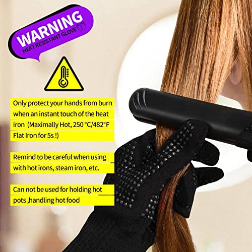 Teenitor Heat Resistant Glove With Silicone Bumps for Hair Iron Tool, Professional Heat Press Gloves, Hair Styling Protectant, Sublimation Black Teenitor
