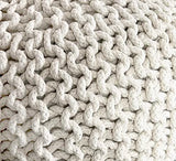 FRELISH DECOR Round Pouf Ottoman Hand Knitted 100% Cotton Pouf Foot Stool - Knitted Bean Bag - Floor Chair for Living Room Bedroom - Foot Rest for Couch (20 Diameter x 14 Height) - Natural FRELISH DECOR
