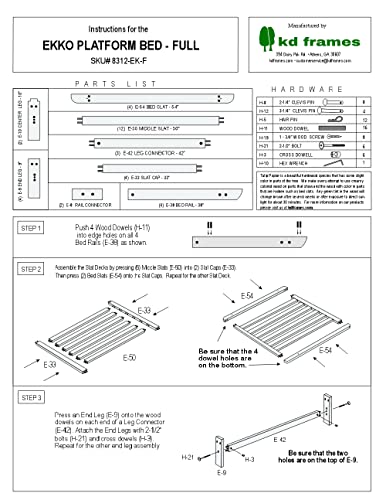 KD Frames Ekko Platform Bed - Full Bed Frame - Unfinished Wood Bed Frame - Natural, Minimalist Bed - Floating Bed Design - Easy Assembly, No Box Spring Needed - Solid Wood Full Platform Bed KD Frames