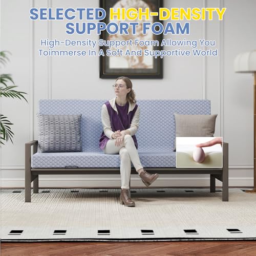 Begonia.K 5 Inch Futon Mattress Full Size - Thick Futons Sofa Couch Bed for Adults - Memory Foam Floor Mattress - Futon Cushion Replacement for Camping & Guest (Frame Not Included) Begonia.K