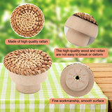 Pletpet 10 Packs Boho Rattan Dresser Knobs, Wood Knobs for Dresser Drawers Boho Dresser Handles Dresser Pulls Dresser Knobs Wood Rattan Drawer Knobs Drawers Wooden Door Knobs with 10 Screws Pletpet