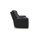 Signature Design by Ashley 5Z-Dreamlight Modern Leather Match Power Reclining Loveseat with Console, Adjustable Headrest and USB Charging, Black Signature Design by Ashley