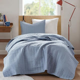Comfort Spaces Kienna Quilt Set- Double Sided Stitching Design Summer Blanket, Lightweight, Soft, All Season Bedding Layer, Matching Sham, Blue, Coverlet Twin/Twin XL(66"x90") 2 Piece Comfort Spaces