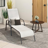Giantex Set of 2 Patio Lounge Chair, Outdoor Chaise Lounge with 5 Adjustable Backrest, Sturdy Steel Frame, Sunbathing Recliner, Beach Chair, Tanning Chair for Outside, Yard, Balcony, Pool Chairs, Grey