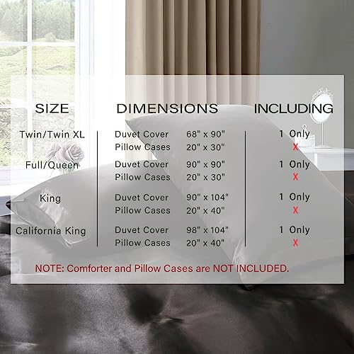 P Pothuiny Satin Duvet Cover Full/Queen, Single Soft Duvet Cover Only, Luxury Silky Like Black Duvet Cover 90" x 90" Sold Separately - Zipper Closure & Corner Ties P Pothuiny