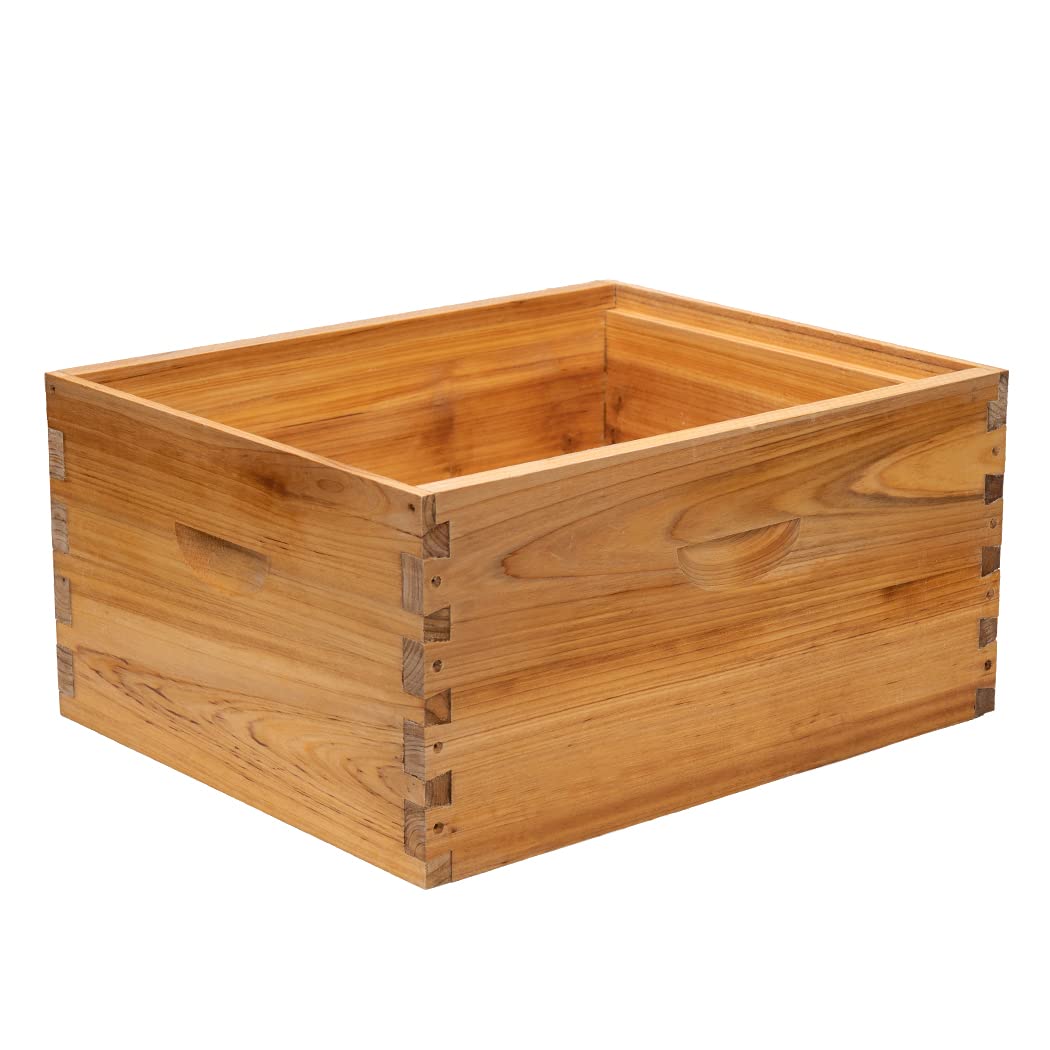 BeeCastle Heavy Wax Coated Langstroth Unassembled Deep/Brood Box with Frames and Beeswax Coated Foundation Sheet (8 Frame) BeeCastle