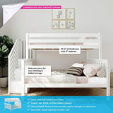 Max & Lily Bunk Bed, Twin-Over-Full Bed Frame For Kids With Stairs, White Max & Lily