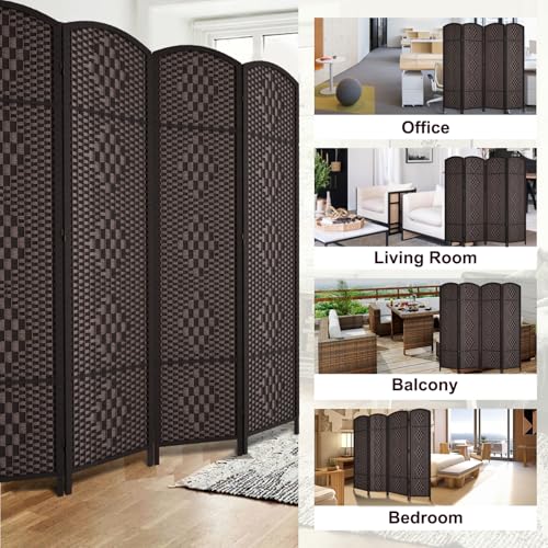 Rose Home Fashion 6 ft Tall Room Divider, Room Dividers and Folding Privacy Screens, 15.7in Privacy Screen 4 Panel Partition Temporary Wall Separation for Private, Dark Coffee Rose Home Fashion