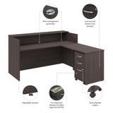 Bush Business Furniture Arrive 72W x 72D L Shaped Reception Desk with Shelf and Mobile File Cabinet in Storm Gray, Modern Receptionist Station for Office Waiting Room Bush Furniture