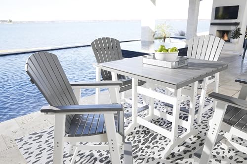 Signature Design by Ashley Outdoor Transville HDPE Patio Barstool, 2 Count, Gray Signature Design by Ashley