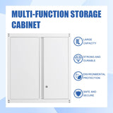 GREATMEET Metal Wall Cabinet, Wall Mount Metal Cabinet for Garage Storage, Locking Cabinet with Doors and Adjustable Shelf, Steel White Cabinet for Utility Room, Garage GREATMEET