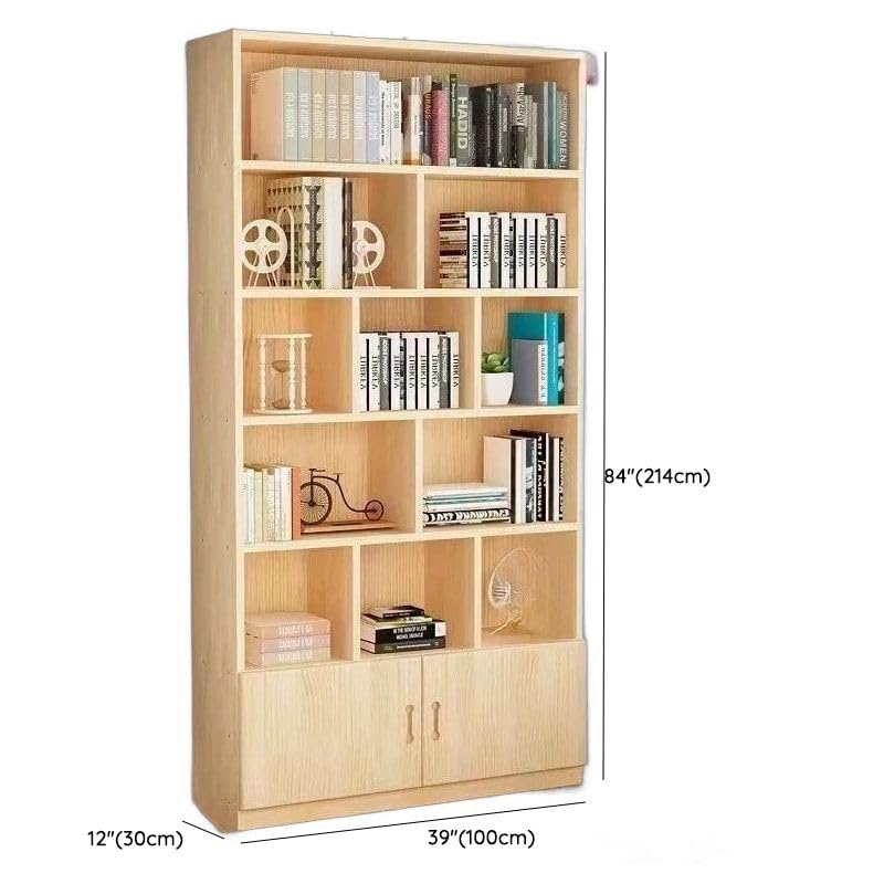 CraftThink Modern Natural Wood Bookcase - Stylish 39" L x 12" W x 84" H Bookshelf for Home Office Storage - WoodArtSupply