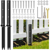 Fixmend Fence Post Repair Kit, Heavy Duty Fence Post Anchor, 2 Pack Fence Post Stakes Ground Spike for Repairing Tilted or Broken Wooden Posts Fixmend