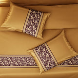Stoa Paris King Duvet Cover Set 3PCs, 300TC Silk-Like All-Season Luxury Satin Bedding, Skin & Hair Safe, Home Decor, Hidden Zipper + 2 Pillow Shams 20x40”, No Comforter Included, Versailles - Gold Stoa Paris
