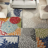 Nourison Aloha Indoor/Outdoor Green 5'3" x 7'5" Area Rug, Tropical, Botanical, Easy Clean, Non Shedding, Bed Room, Living Room, Dining Room, Deck, Backyard, Patio (5x7) Nourison