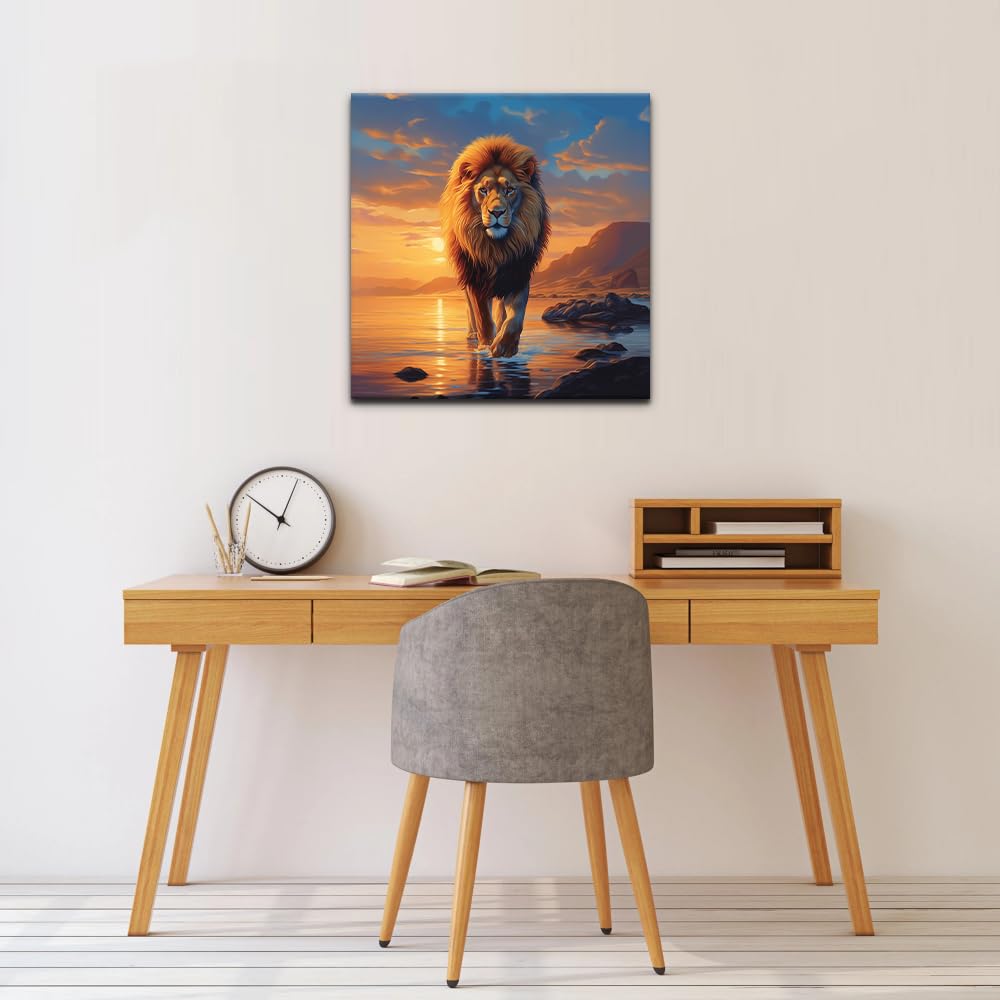Natuyalo Paint by Numbers Kit for Adults Framed - Lion Paint by Number on Canvas with Frame, Animal DIY Acrylic Painting by Number Ideal Gift Home Wall Decor (12x12 Inch) Natuyalo