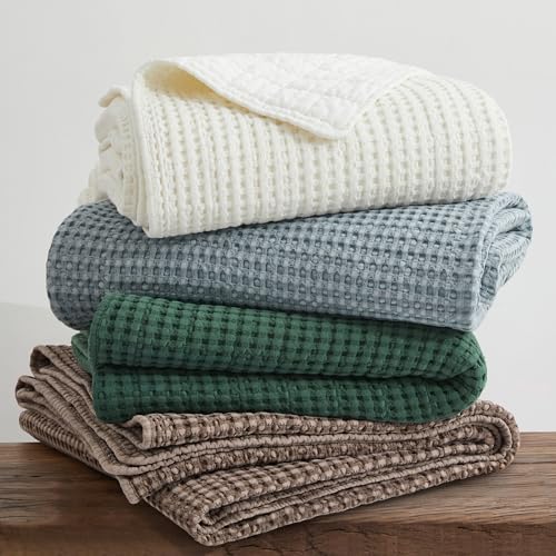 Levtex Home Mills Waffle King/Cal King Quilt Set (106x92in) with 2 Pillow Shams (36x20in) - Cocoa - Cotton Waffle King Size Quilt Bedding Set - Lightweight, Soft, Pre-Washed Levtex Home