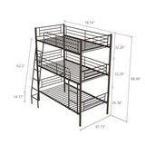 Bellemave Triple Bunk Bed for 3, bunk Bed for 3 Person, 3 bunk beds for Kids/Adults/Teenagers, Black Bellemave