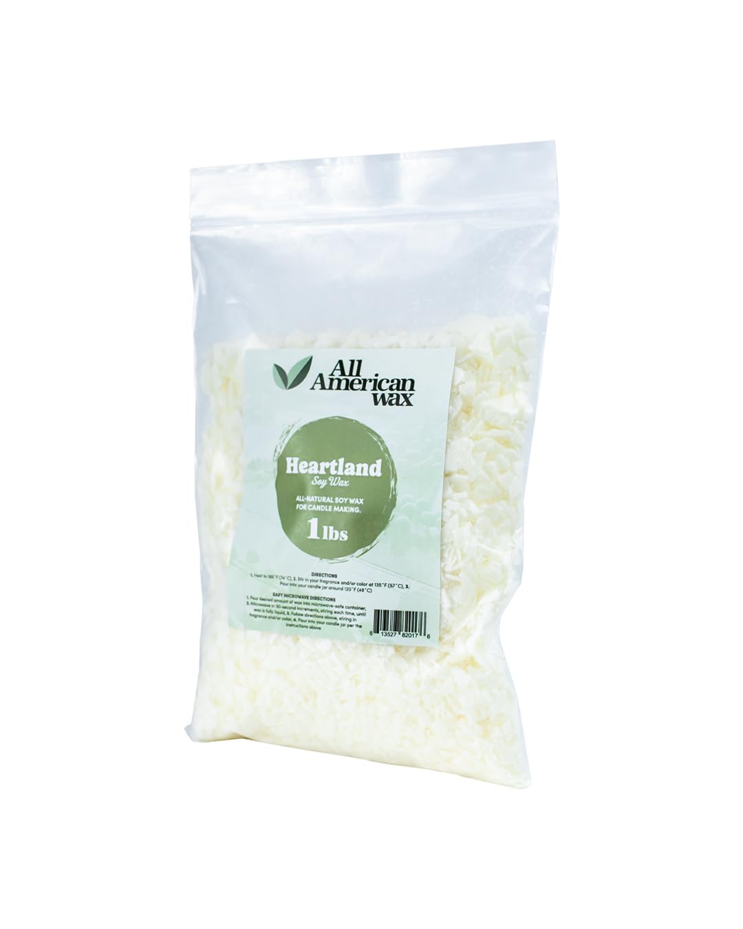 All American Wax Soy Wax Flakes – 1 lb Bag | Natural Soy Wax for Candle Making | Clean Burning, Easy to Melt, Great Scent Throw | DIY Candle Supplies All American wax