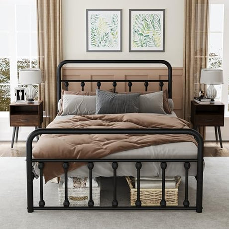 erosoei Metal Full Single Bed Frame with Storage Space, 74.8" in Steel Bed Frame with Protective Foot Pads, Strong Bearing Capacity Full Size Bed, Easy Assembly, Underbed Storage Space（43.3 inch） erosoei