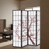 Giantex Room Divider, 4 Panel 6FT Room Dividers, Folding Privacy Screen, Oriental Shoji Screen for Room Separation, Portable Freestanding Japanese Wall Partition with Plum Blossom Design, White Giantex