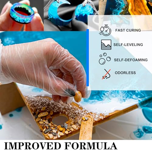 Epoxy Resin Kit - 1.2 Gallon Crystal Clear Self-Leveling Epoxy Resin with Pump for DIY Resin Art, Table Top, Jewelry Making - 1:1 Ratio Bubbles Free High-Gloss Casting Resin for Coating, Molds, Wood DecorRom