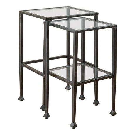 Coaster Home Furnishings Leilani 2-Piece Glass Top Nesting Tables Black Coaster Home Furnishings