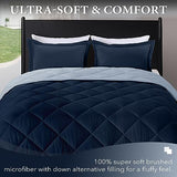 downluxe Queen Comforter Set - Blue and Sapphire Queen Comforter, Soft Bedding Sets for All Seasons -3 Pieces - 1 Comforter (88"x92") and 2 Pillow Shams(20"x26") downluxe