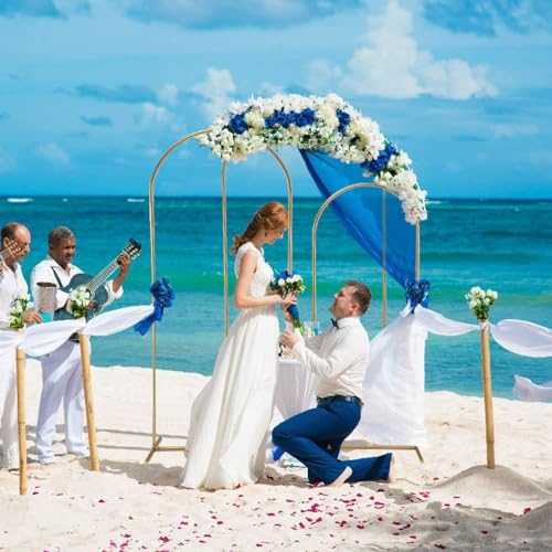 Vincidern Wedding Arch Backdrop Stand 6.6FT, 5.9FT, 4.9FT Set of 3,Metal Arch Backdrop Stand for Wedding Ceremony Baby Shower, Outdoor Indoor Birthday Party, Garden Floral Balloon Arch Decoration,Gold Vincidern