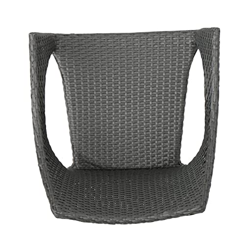 Christopher Knight Home Lina Outdoor 5 Piece Wood and Wicker Dining Set, Gray Finish/Gray Christopher Knight Home