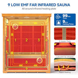 RESTISLAND 3 Person Infrared Sauna, Indoor Far Infrared Saunas for Home, 2240W Low EMF Canadian Hemlock Wooden Dry Sauna Room with 7 Chromotherapy Lamp, Bluetooth Speakers, 20 Amps RESTISLAND