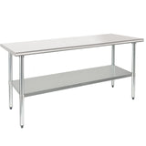 HARDURA Stainless Steel Table 30X72 Inches with Undershelf and Galvanized Legs NSF Heavy Duty Commercial Metel Table for Food Prep HARDURA Restaurant Equipment