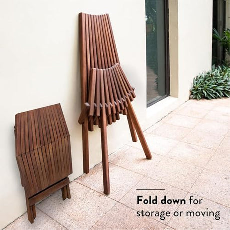 Melino Wooden Folding Tamarack Chairs, FSC Certified Acacia Low Profile Adirondack Chairs, Wood Folding Chair for Outdoor, Patio, Porch, Pool, Backyard, Garden, Balcony and Deck - Chestnut - Single Melino