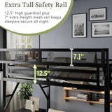 Mirightone Twin XL Size Loft Bed with Stairs and Storage, Metal Loft Bed Frame with A Shelf and Large Under-Bed Space, Heavy-Duty Loft Beds for Kids Boys Girls Teens, Black Mirightone