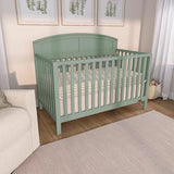 Dream On Me Storybrooke 5-in-1 Convertible Full-Size Baby Crib, GreenGuard Gold & BSA Certified, Convert to Toddler, Day & Full-Size Bed Sustainable Pinewood, 3 Mattress Height Settings - Meadow Green