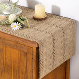 Socomi Boho Table Runner Easter Spring Farmhouse Burlap Jute Bamboo Rustic Dining Kitchen Centerpiece Decor Small Macrame Woven Coffee Table Runner for Dresser Scarf Home Decor 12x36 inch Socomi