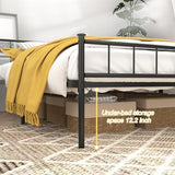LUBEDCY Queen Metal Platform Bed Frame, Victorian Vintage Style, Wrought Iron Headboard, Steel Slats, No Box Spring Needed (Black, Twin) LUBEDCY