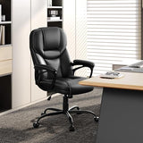 Yaheetech High Back Executive Office Chair Faux Leather Ergonomic Managerial Chair for Meeting,Large Seat,Sturdy Metal Base,Black Yaheetech